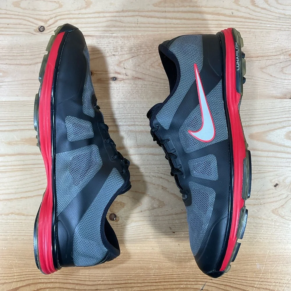 Nike Hyperfuse Lunar Ascend Golf Shoes # 483841-001 Men’s Size 11 Black Grey Red